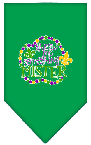 Throw me Something Screen Print Mardi Gras Bandana Emerald Green Small